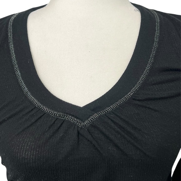 DKNY Black 3/4 Sleeve Petites Fitted Blouse - Picture 2 of 12